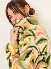 FatFace Natural Jungle Leaves Fleece Jacket - Image 5 of 7