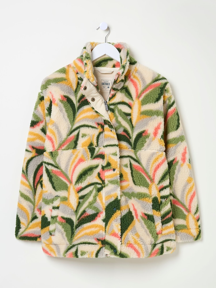 FatFace Natural Jungle Leaves Fleece Jacket - Image 6 of 7