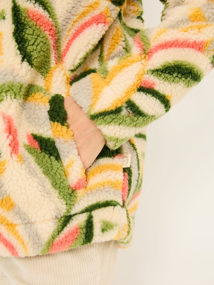 FatFace Natural Jungle Leaves Fleece Jacket - Image 7 of 7