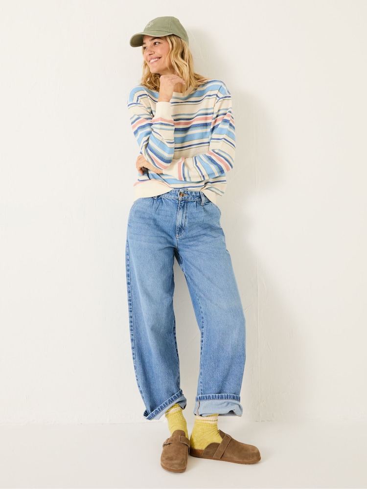 FatFace Natural 100% Cotton Georgia Stripe Crew Sweater - Image 1 of 9