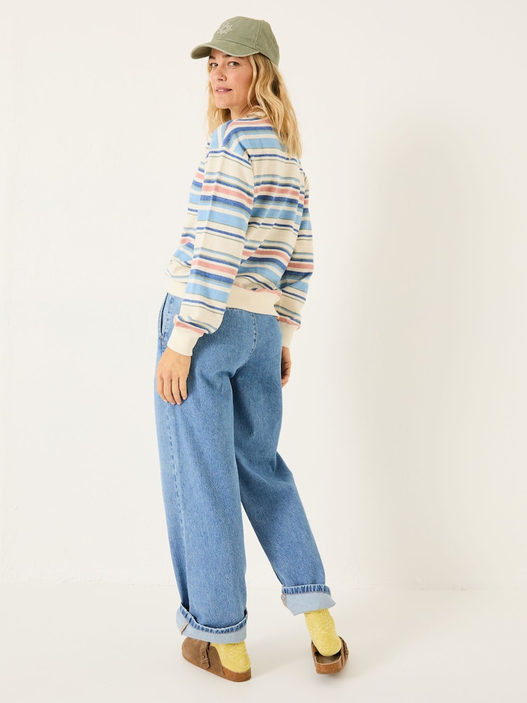 FatFace Natural 100% Cotton Georgia Stripe Crew Sweater - Image 2 of 9