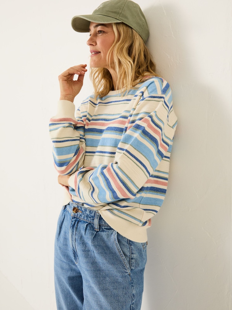 FatFace Natural 100% Cotton Georgia Stripe Crew Sweater - Image 3 of 9