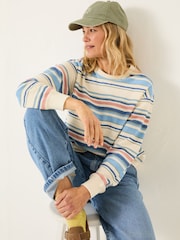 FatFace Natural 100% Cotton Georgia Stripe Crew Sweater - Image 4 of 9