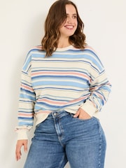 FatFace Natural 100% Cotton Georgia Stripe Crew Sweater - Image 6 of 9
