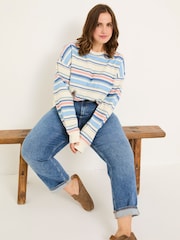 FatFace Natural 100% Cotton Georgia Stripe Crew Sweater - Image 7 of 9