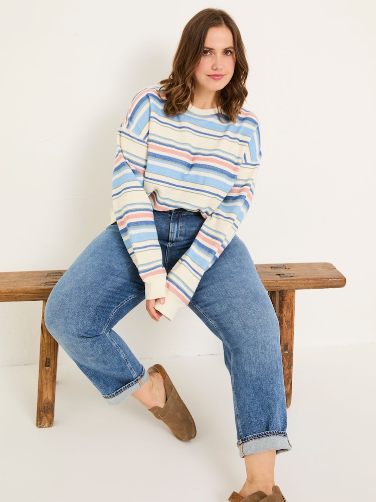 FatFace Natural 100% Cotton Georgia Stripe Crew Sweater - Image 7 of 9