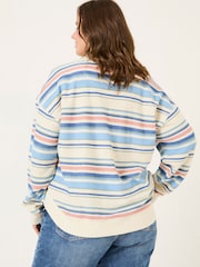 FatFace Natural 100% Cotton Georgia Stripe Crew Sweater - Image 8 of 9