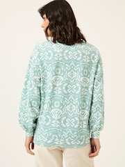 FatFace Alex Jade Green Batik Geo Crew Sweatshirt - Image 2 of 10