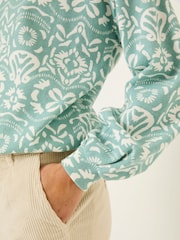 FatFace Alex Jade Green Batik Geo Crew Sweatshirt - Image 5 of 10
