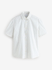 White Regular Fit Short Sleeve Daisy Print 100% Cotton Shirt - Image 1 of 1