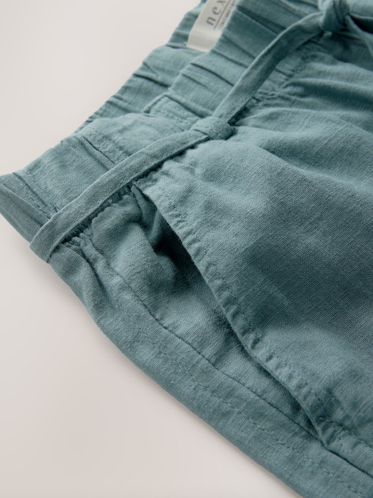 Azul - Pantalones de pernera ancha con cintura anudada de mezcla de lino - Image 6 of 7