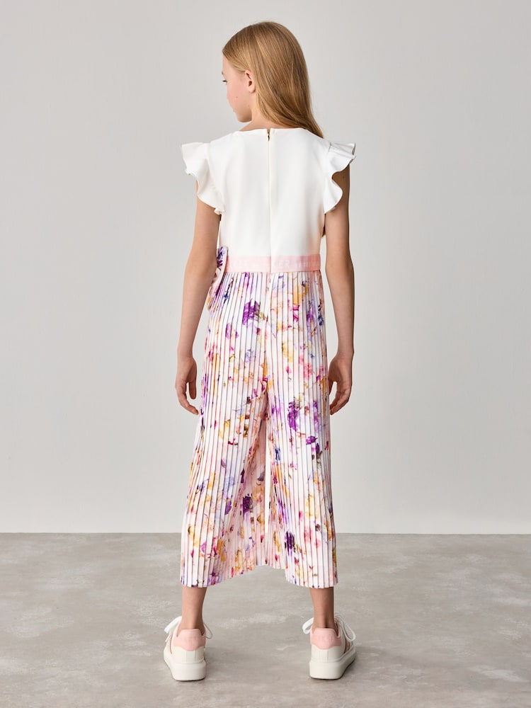 Baker by Ted Baker Pleated Bow Waist Frill Shoulder Jumpsuit - Image 2 of 9