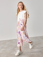 Baker by Ted Baker Pleated Bow Waist Frill Shoulder Jumpsuit - Image 3 of 9