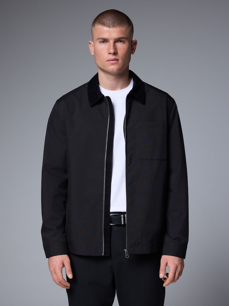 Black Showerproof Corduroy Collar Jacket - Image 1 of 11