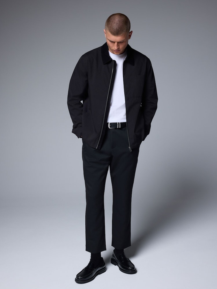 Noir - Veste imperméable à col en velours côtelé - Image 3 of 11
