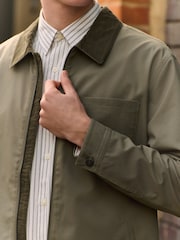 Sage Green Showerproof Corduroy Collar Jacket - Image 4 of 5
