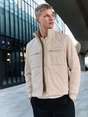 Cream Shower Resistant Padded Twill Utility Jacket - Image 1 of 5