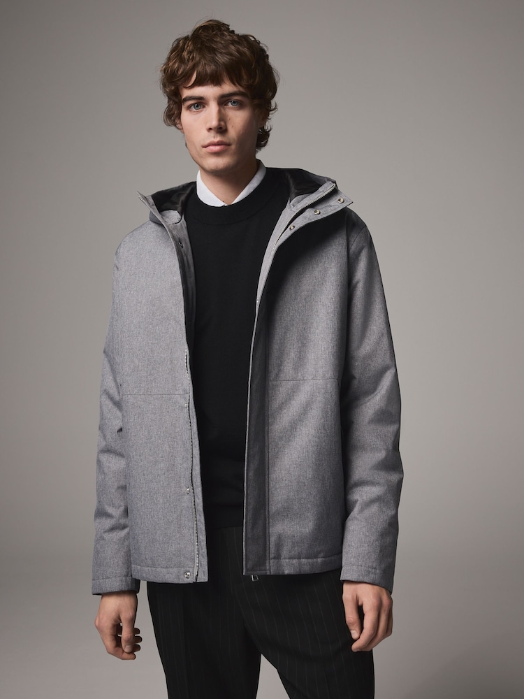 Light Grey Shower Resistant Padded Hood Jacket - Image 1 of 13