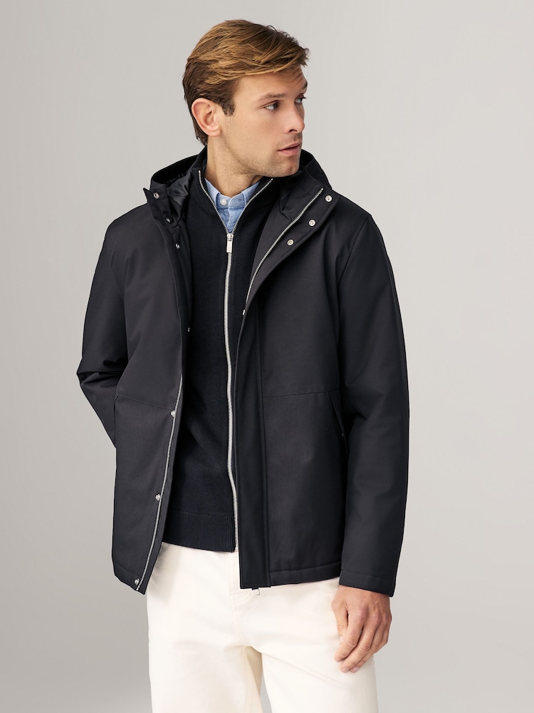 Black Shower Resistant Padded Hood Jacket - Image 1 of 10