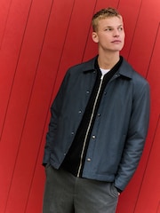 Navy Blue Lightweight Padded Coach Jacket - Image 1 of 11