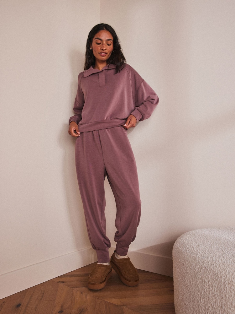 Pink Cuffed Modal Blend Joggers - Image 2 of 5