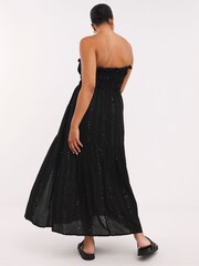 Simply Be Black Magisculpt Metalised Fibre Bandeau Beach Dress - Image 2 of 4