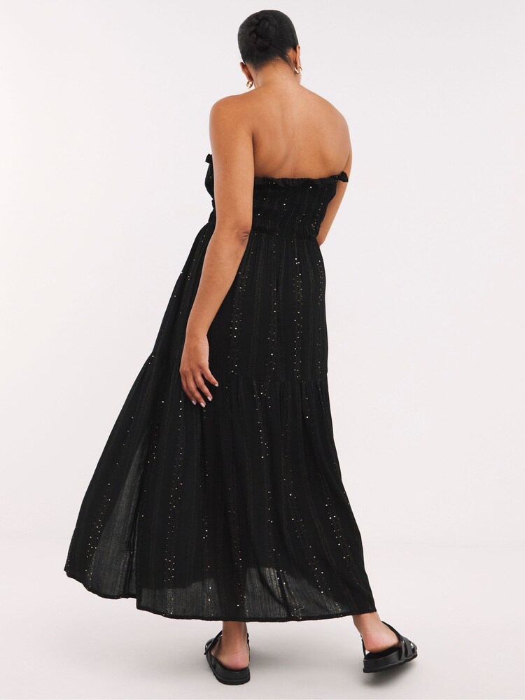 Simply Be Black Magisculpt Metalised Fibre Bandeau Beach Dress - Image 2 of 4
