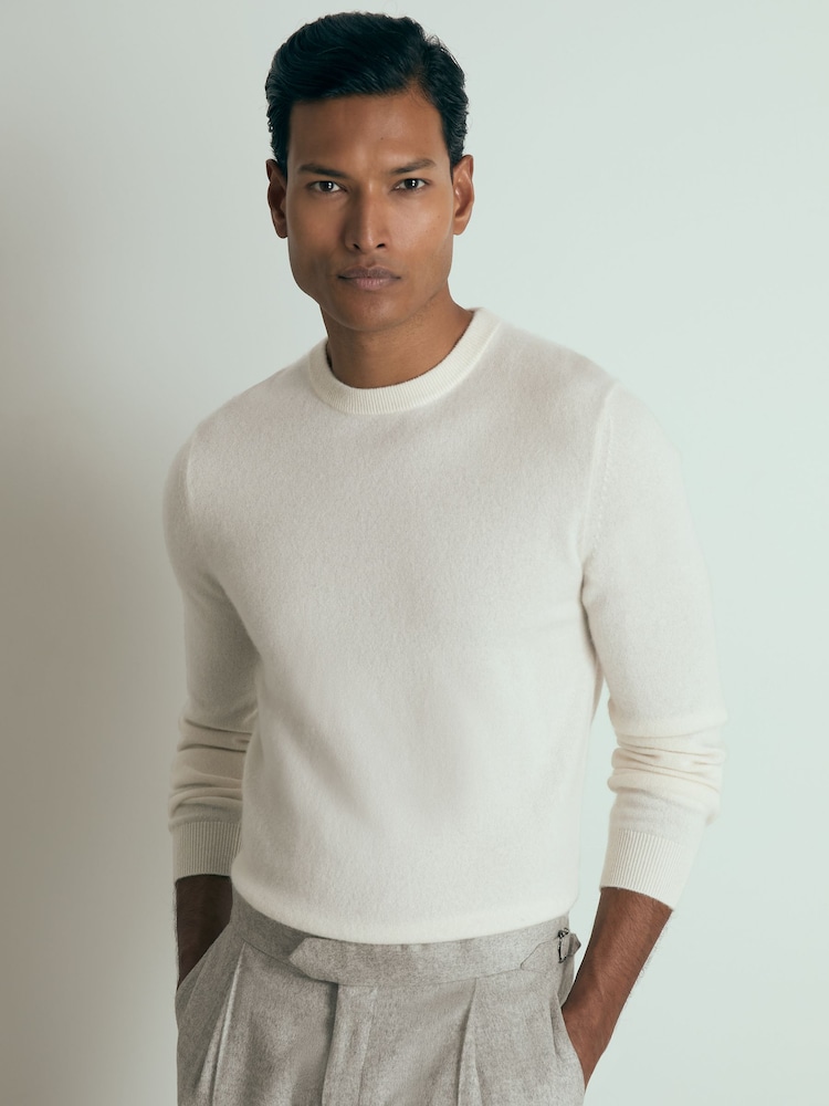 Reiss White Monarch Atelier Cashmere Crew-Neck Jumper - Image 1 of 6