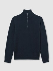 Reiss Navy Royal Atelier Cashmere Zip-Neck Jumper - Image 2 of 7
