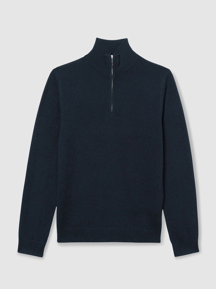 Reiss Navy Royal Atelier Cashmere Zip-Neck Jumper - Image 2 of 7