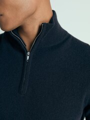 Reiss Navy Royal Atelier Cashmere Zip-Neck Jumper - Image 4 of 7