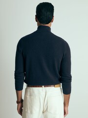 Reiss Navy Royal Atelier Cashmere Zip-Neck Jumper - Image 5 of 7