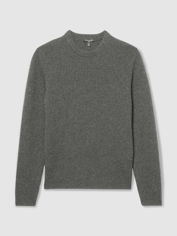 Reiss Charcoal Melange Renoir Atelier Ribbed-Cashmere Jumper - Image 2 of 6