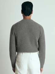 Reiss Charcoal Melange Renoir Atelier Ribbed-Cashmere Jumper - Image 5 of 6
