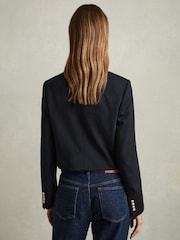 Reiss Navy Leigh Cropped Wool-Blend Double-Breasted Blazer - Image 5 of 6