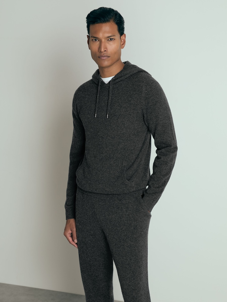 Anthrazit meliert - Reiss Ruler Atelier Kapuzenpullover aus Kaschmir - Bild 1 von 6
