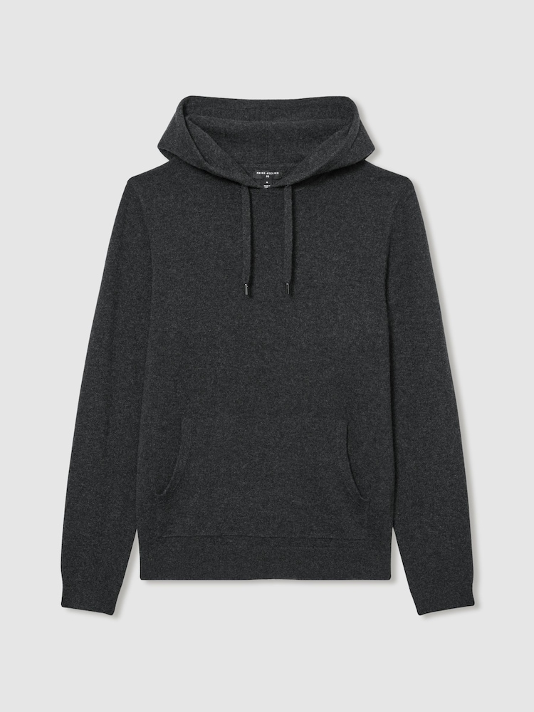Anthrazit meliert - Reiss Ruler Atelier Kapuzenpullover aus Kaschmir - Bild 2 von 6
