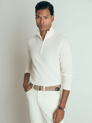 Reiss White Royal Atelier Cashmere Zip-Neck Jumper - Image 1 of 6