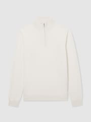 Reiss White Royal Atelier Cashmere Zip-Neck Jumper - Image 2 of 6