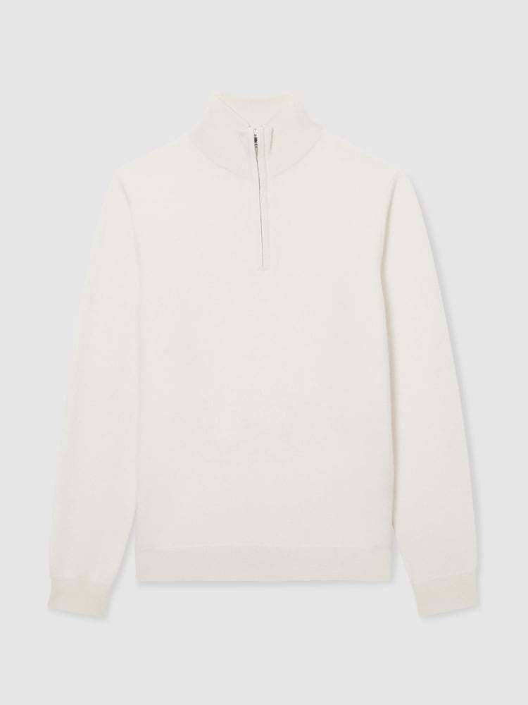 Reiss White Royal Atelier Cashmere Zip-Neck Jumper - Image 2 of 6