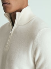 Reiss White Royal Atelier Cashmere Zip-Neck Jumper - Image 4 of 6