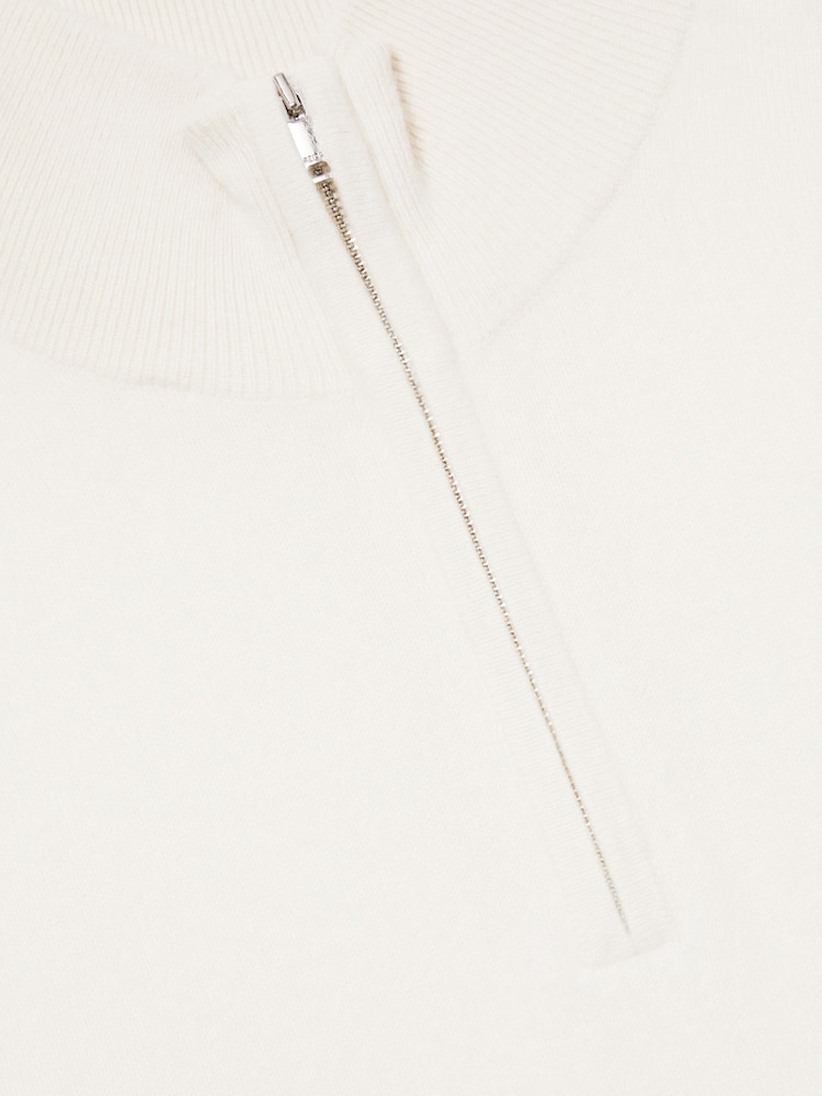 Reiss White Royal Atelier Cashmere Zip-Neck Jumper - Image 6 of 6
