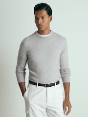 Reiss Soft Grey Melange Monarch Atelier Cashmere Crew-Neck Jumper - Image 1 of 6