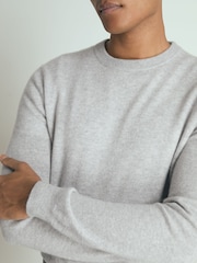 Reiss Soft Grey Melange Monarch Atelier Cashmere Crew-Neck Jumper - Image 3 of 6