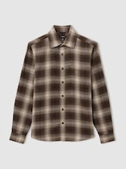Reiss Brown Multi Crosby Check Patch-Pocket Overshirt With Wool - Image 2 of 6