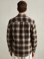 Reiss Brown Multi Crosby Check Patch-Pocket Overshirt With Wool - Image 5 of 6