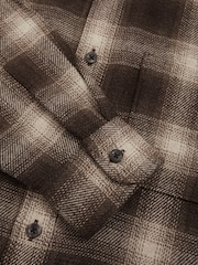 Reiss Brown Multi Crosby Check Patch-Pocket Overshirt With Wool - Image 6 of 6