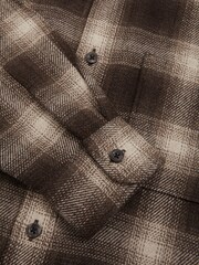 Reiss Brown Multi Crosby Check Patch-Pocket Overshirt With Wool - Image 6 of 6