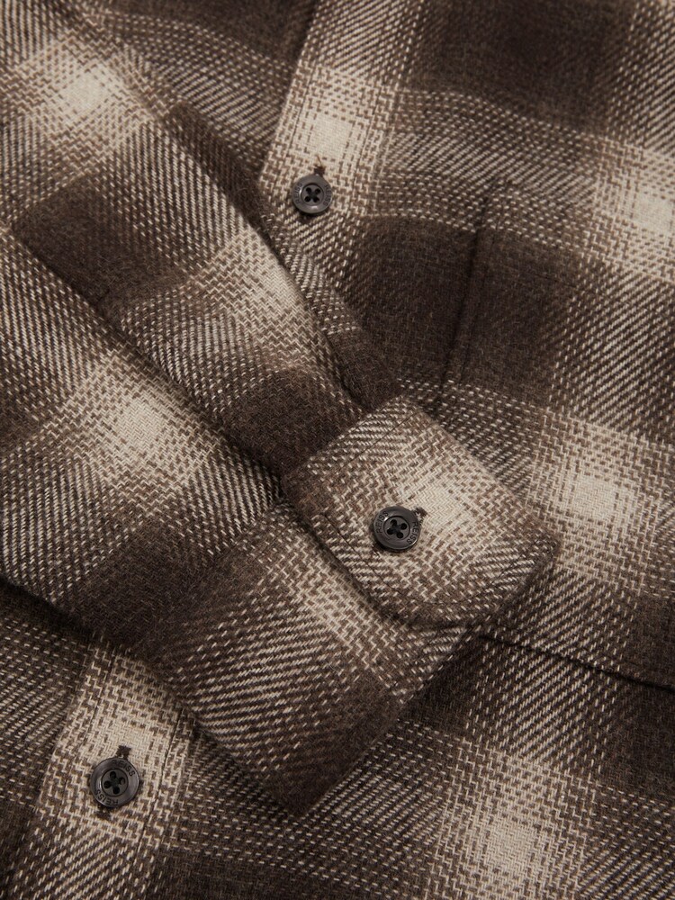 Reiss Brown Multi Crosby Check Patch-Pocket Overshirt With Wool - Image 6 of 6