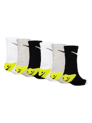 Nike Grey Smiley Socks 6 Pack - Image 1 of 3